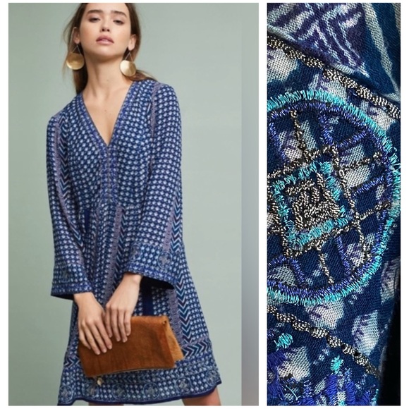 Anthropologie Dresses & Skirts - Anthropologie Akemi + Kin Blue Rozalin Boho Embroidered Dress